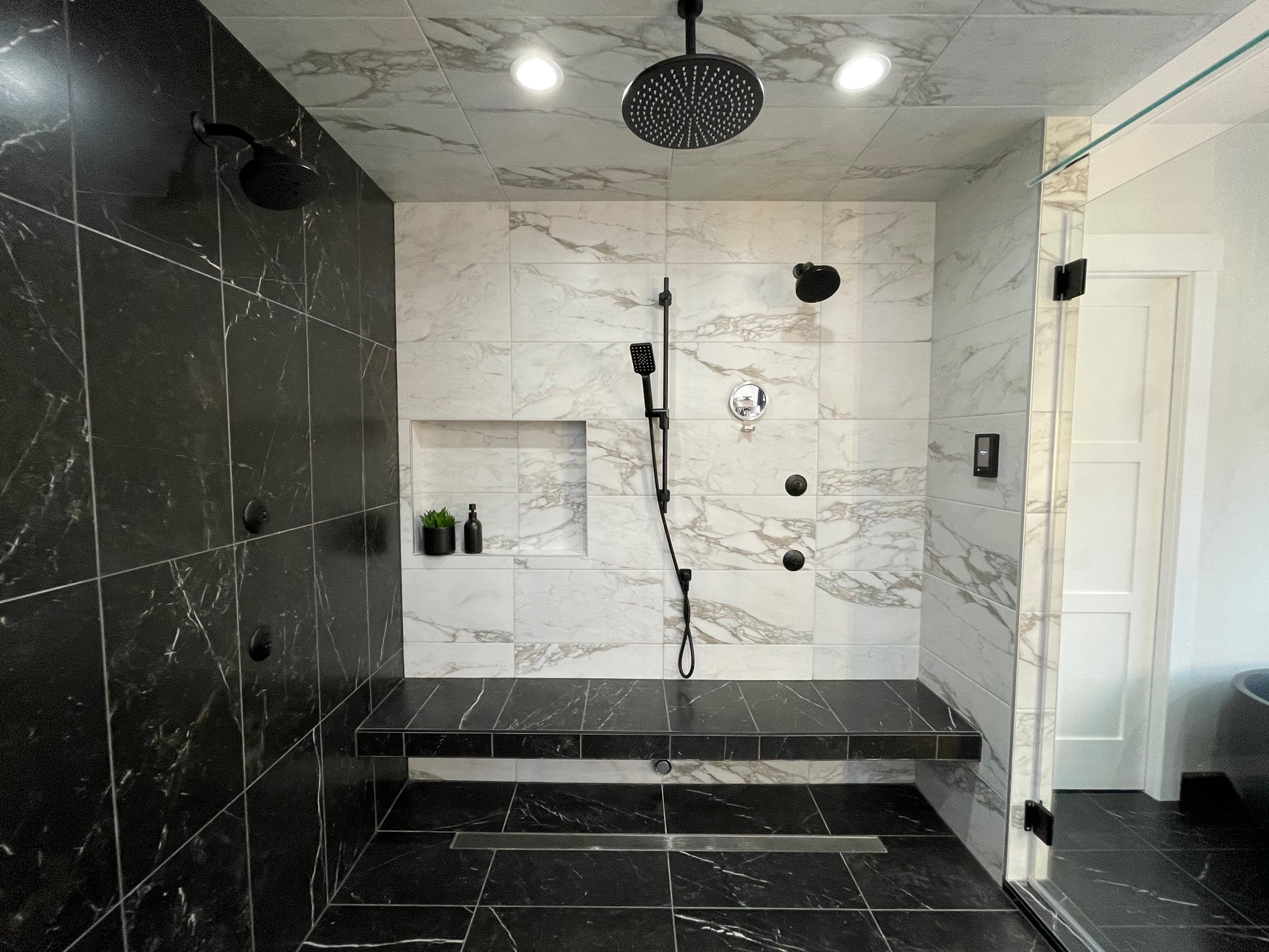 Bathroom remodel with updated shower and vanity